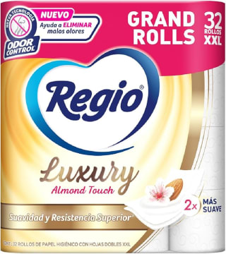 Papel Higiénico Regio Luxury Almond Touch 32 rollos por $189 | Amazon