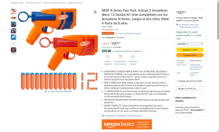 NERF N Series Duo Pack por $107 | Amazon