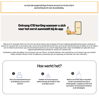 €10 korting op je eerste bestelling via de app bij Amazon