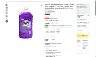 Fabuloso Limpiador Multiusos 6.2L Lavanda por $115 | Amazon