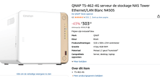 QNAP TS-462 - NAS-server voor €303,42 bij Amazon