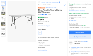 Mesa Plegable Rectangular por $602 | Mercado Libre