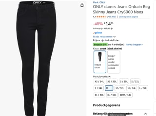 ONLY ONLRAIN Mid waist Skinny fit Jeans voor €14,03 bij Amazon