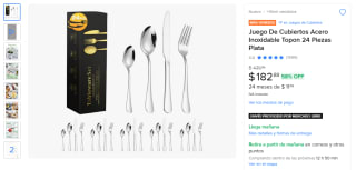 Juego de cubiertos Toppn 24pzas por $183 | Mercado Libre