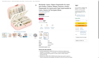 Joyero Organizador Rosa 16x11x5cm por $99 | Amazon