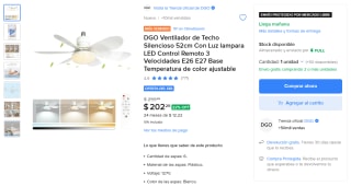 Ventilador de Techo DGO 52cm con Luz LED por $202 | Oferta Mercado Libre