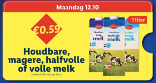 Houdbare melk voor €0,59 bij Lidl