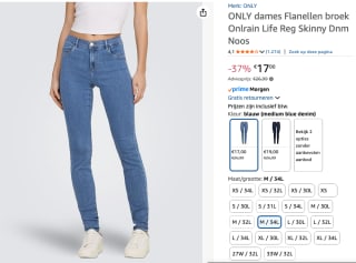 Only Skinny fit jeans van viscosemix, model 'Rain' voor €17 bij Amazon