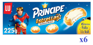 6 x PRÍNCIPE Estrellas Galletas rellenas de crema de leche y choco blanco por 8.88€