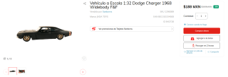 Dodge Charger 1968 Widebody F&F por $188 | Oferta Sanborns