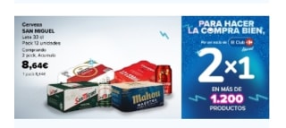 2 × 1 en sección Cervezas en Carrefour.