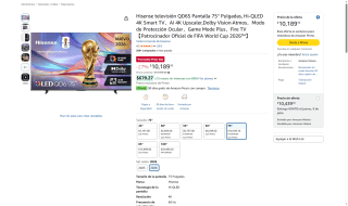 Hisense QD6S 75" Hi-QLED 4K por $10,189 | Amazon