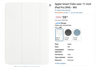 Apple Smart Folio iPad Pro 11 MW973ZM/A (M4) wit voor €39,19 bij Amazon