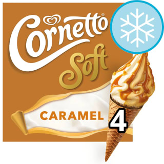 Cornetto Soft Caramel Ice Cream Cones 4 Pack £1.85 Clubcard Price