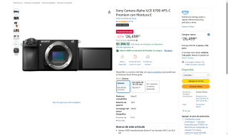 Cámara Sony Alpha 6700 por $21,499 | Amazon (Inbursa 12 MSI)