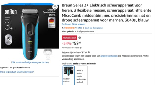 Braun Series 3+ Elektrisch Scheerapparaat voor €59,99 bij Amazon