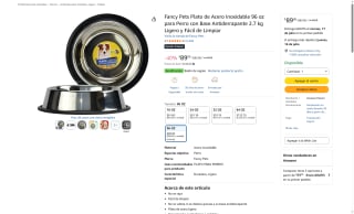 Plato Acero Inoxidable 96 oz Fancy Pets por $89 | Oferta Amazon