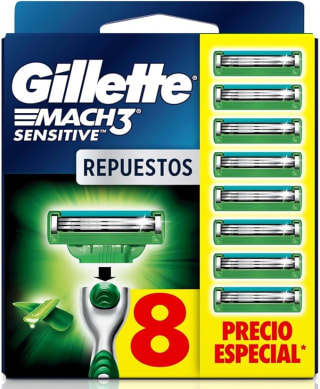 Gillette Mach3 Sensitive 8 cartuchos por $288 | Oferta Amazon