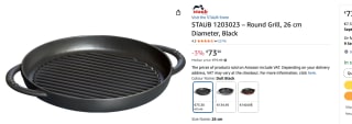 Staub Round Grill 26 cm (1203023) voor €73,30 bij Amazon