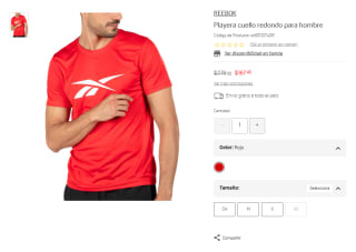 Playera Reebok cuello redondo por $167 | Suburbia