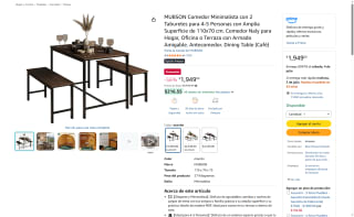 Comedor Minimalista MUBSON Naly por $1949 | Oferta Amazon