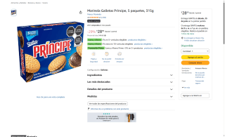 Galletas Príncipe Marinela 315g por $29 | Oferta Amazon