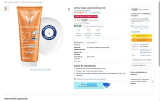 Vichy Ideal Soleil FPS 50 por $508 | Oferta Amazon