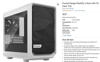 ATX Semi-tower Box Fractal Meshify 2 Nano White voor €63,56 bij Amazom