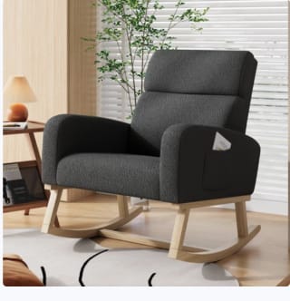 HOME STYLE silla mecedora de tejido sherpa gris oscuro por 74,99€