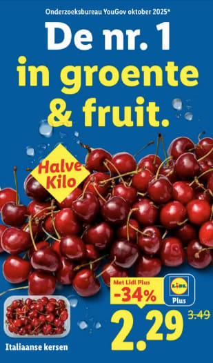 500 Gram kersen voor €2,29 bij de Lidl