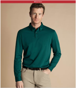 Polo à Manches Longues en jersey - Vert à 29,95€