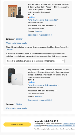 Fire TV Stick 4K Plus + Ring Intercom Audio de Amazon por 55.90€