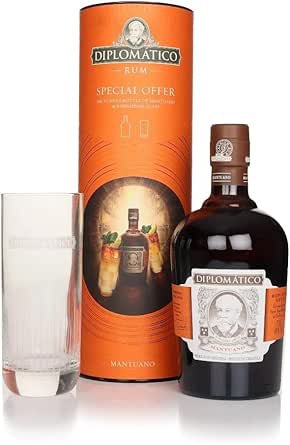 Diplomático Mantuano Venezuelan Aged Rum Gift Set with Glass, 70cl | Premium Dark Rum