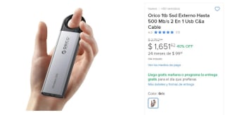 Orico SSD 1TB por $1,652 | Oferta Mercado Libre