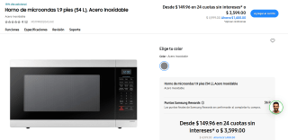 Horno Microondas Samsung 54L por $2,616 | TDC Mercado Pago