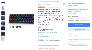 Teclado Mecánico TERPORT 60% por $378 | Mercado Libre