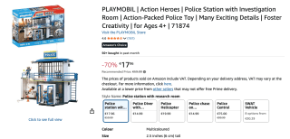 PLAYMOBIL Politiestation met investigatieruimte voor €17,96 bij Amazon