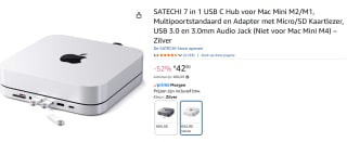 SATECHI 7 in 1 USB C Hub voor Mac Mini M2/M1 voor €42,90 bij Amazon
