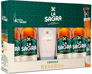 La Sagra Pack 4 Cervezas de 330 ml de La Sagra Doble Malta + Vaso 1/2 pinta por 5.50€