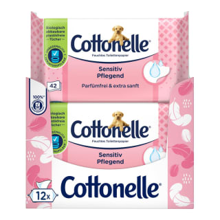 Pack 12 x 42 unidades de Cottonelle Papel higiénico húmedo Cuidado Sensible por 9.99€