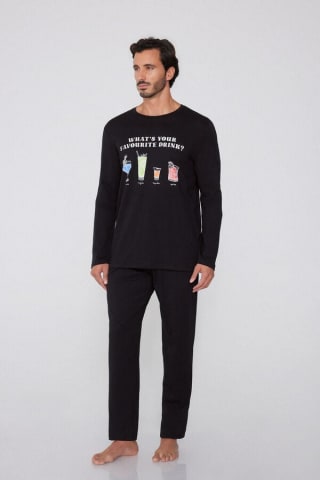Pijama Largo Algodón Estampado Bebidas por 9€