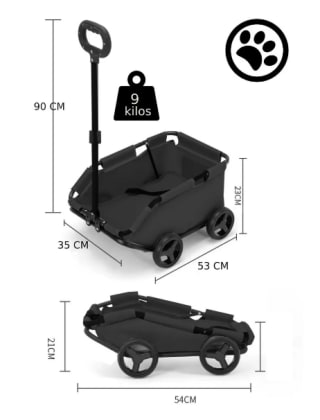 Carro plegable de paseo para mascota black KIDSCOOL $33.990 solo en Sodimac, Chile