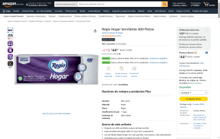 Paquete 400 Servilletas Regio Hogar 27.5x24.5cm por $45 | Amazon