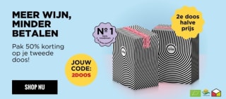 50% korting op je tweede doos wijn bij Neleman