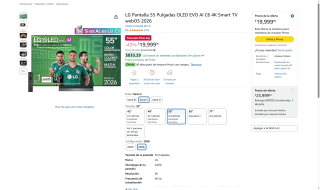 Pantalla LG 55" OLED evo AI C6 por $16,999 | Amazon (Banorte)