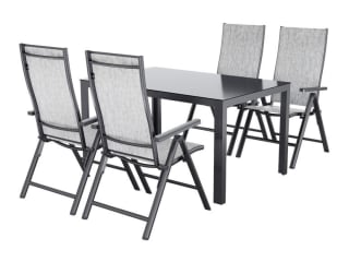 LIVARNO® Table de jardin + Lot de 4 fauteuils en aluminium Houston à 344,99€