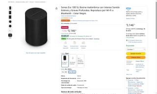 Bocina Sonos Era 100 SL por $2,516 | Amazon (Santander MSI)