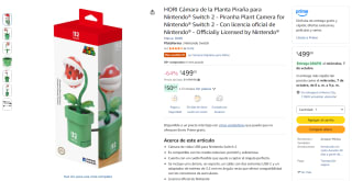 HORI Cámara de la Planta Piraña para Nintendo Switch 2 por $499 en Amazon