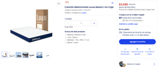 Colchón Matrimonial Luuna Basics por $3,660 | Coppel