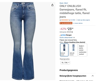 ONLY Flared fit jeans voor €23,20 bij Amazon